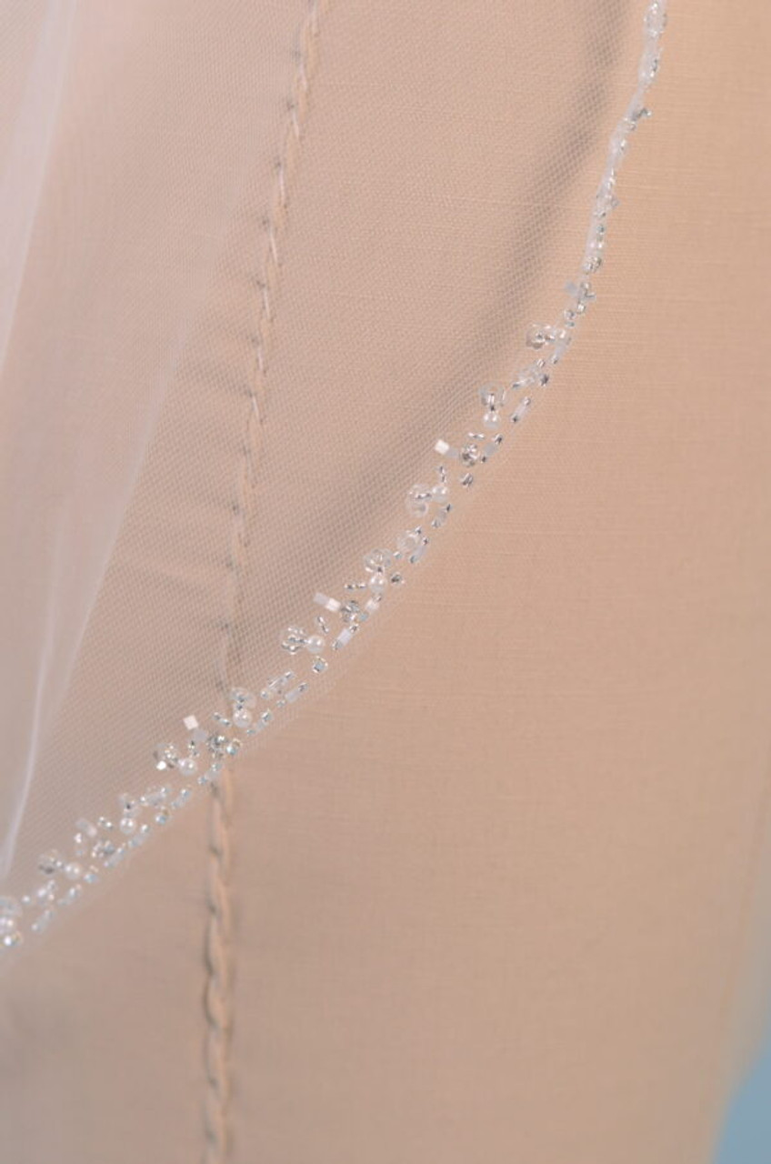 Ansonia Bridal Veil Style 170 - Beaded Edge Veil - 40 Inches Long
