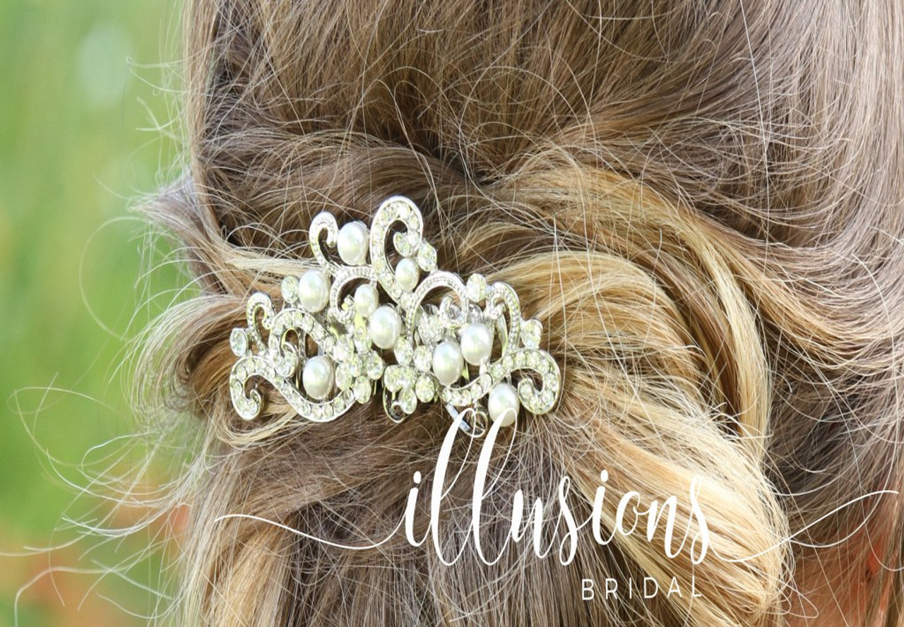 Illusions Bridals Style Style Number: 8005 - 3" Rhinestone and pearl comb