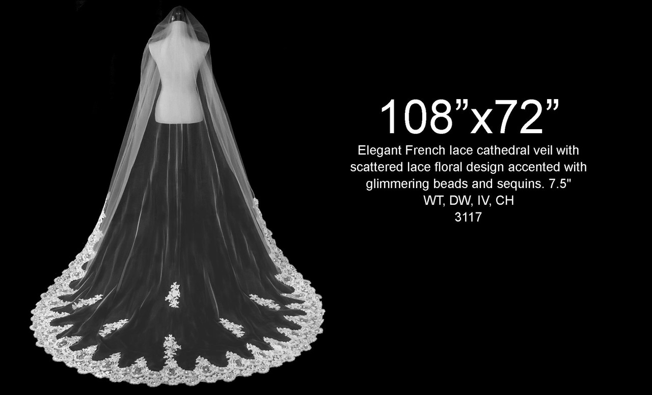 108x72 - French Lace Cathedral Beaded Lace - Bead & Sequins