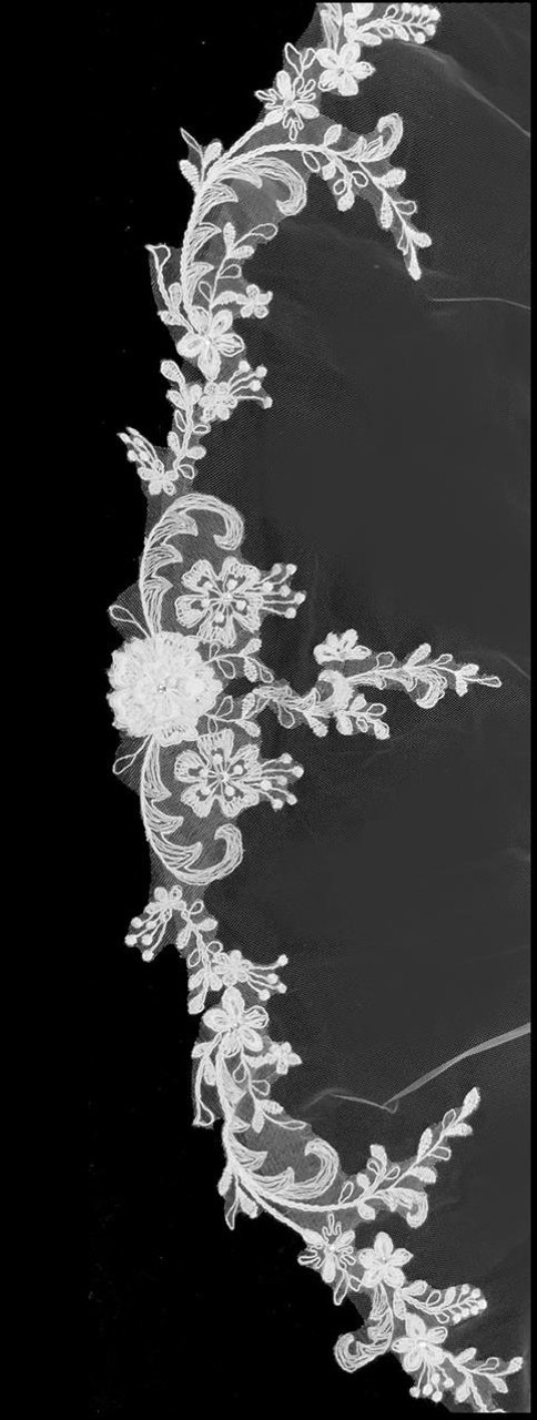 108x72 - French Alencon Lace With Rhinestone Accent - Rhinestone Accent - Fast Ship