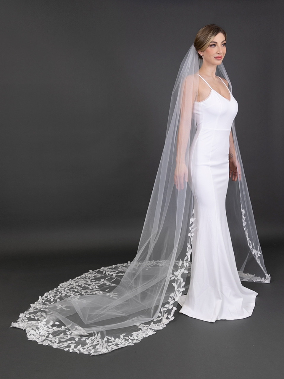 Multi Scallop Lace Cathedral Length Wedding Veil CF274