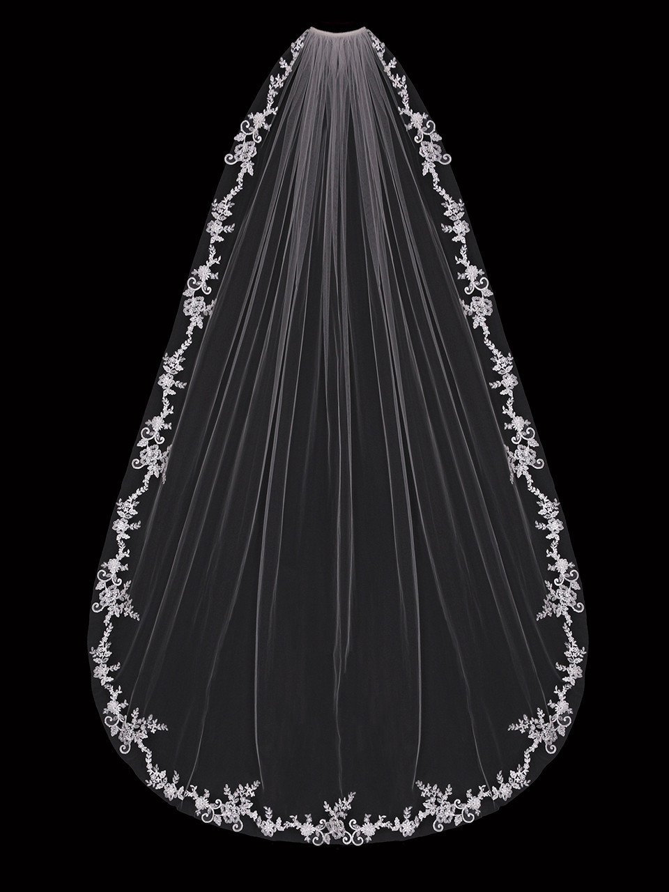 Beaded Pearl Cathedral Wedding Veil Envogue V2190C