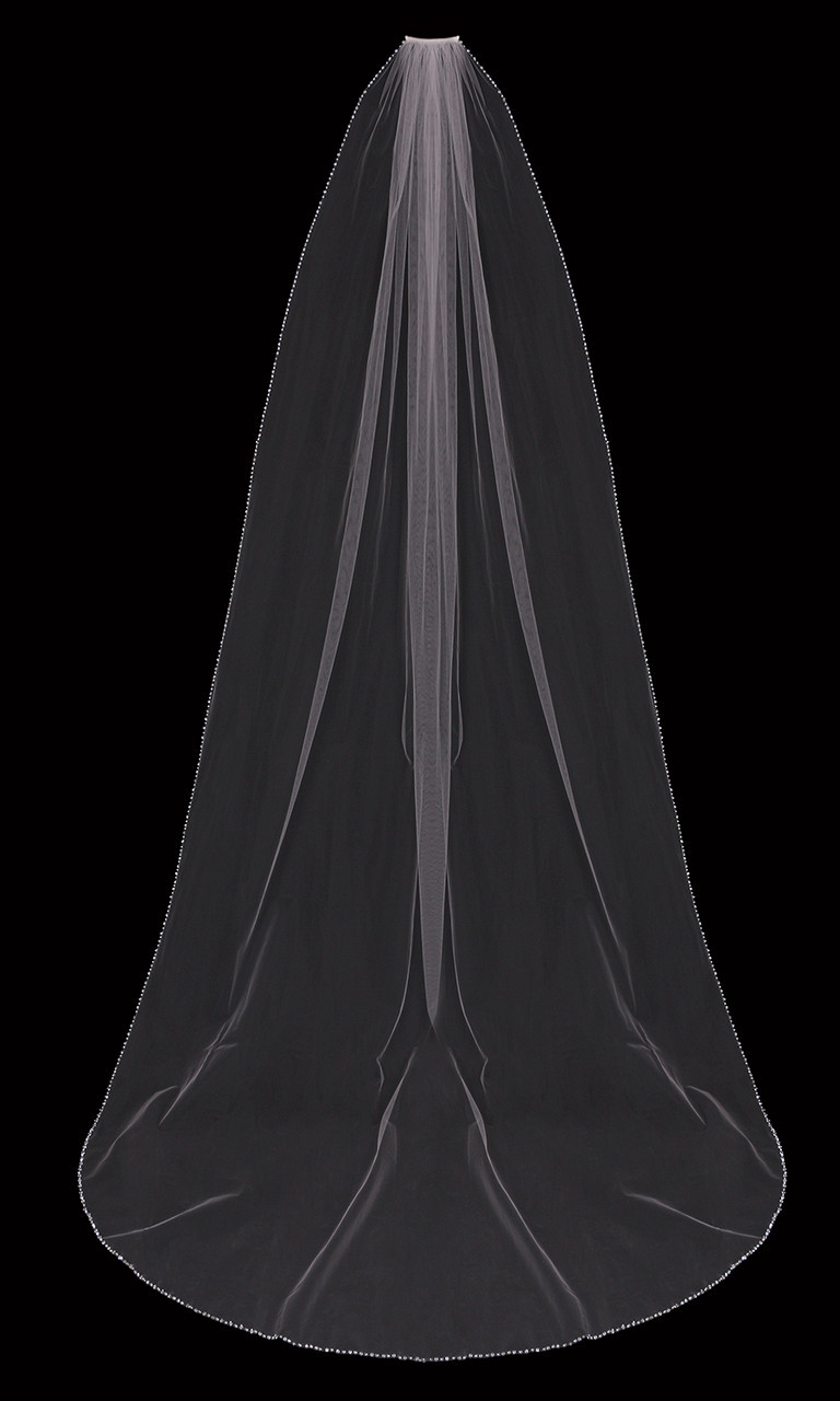 En Vogue Cathedral Bridal Veil V2090C - Clear beaded, crystal & sequined edge - 108"L