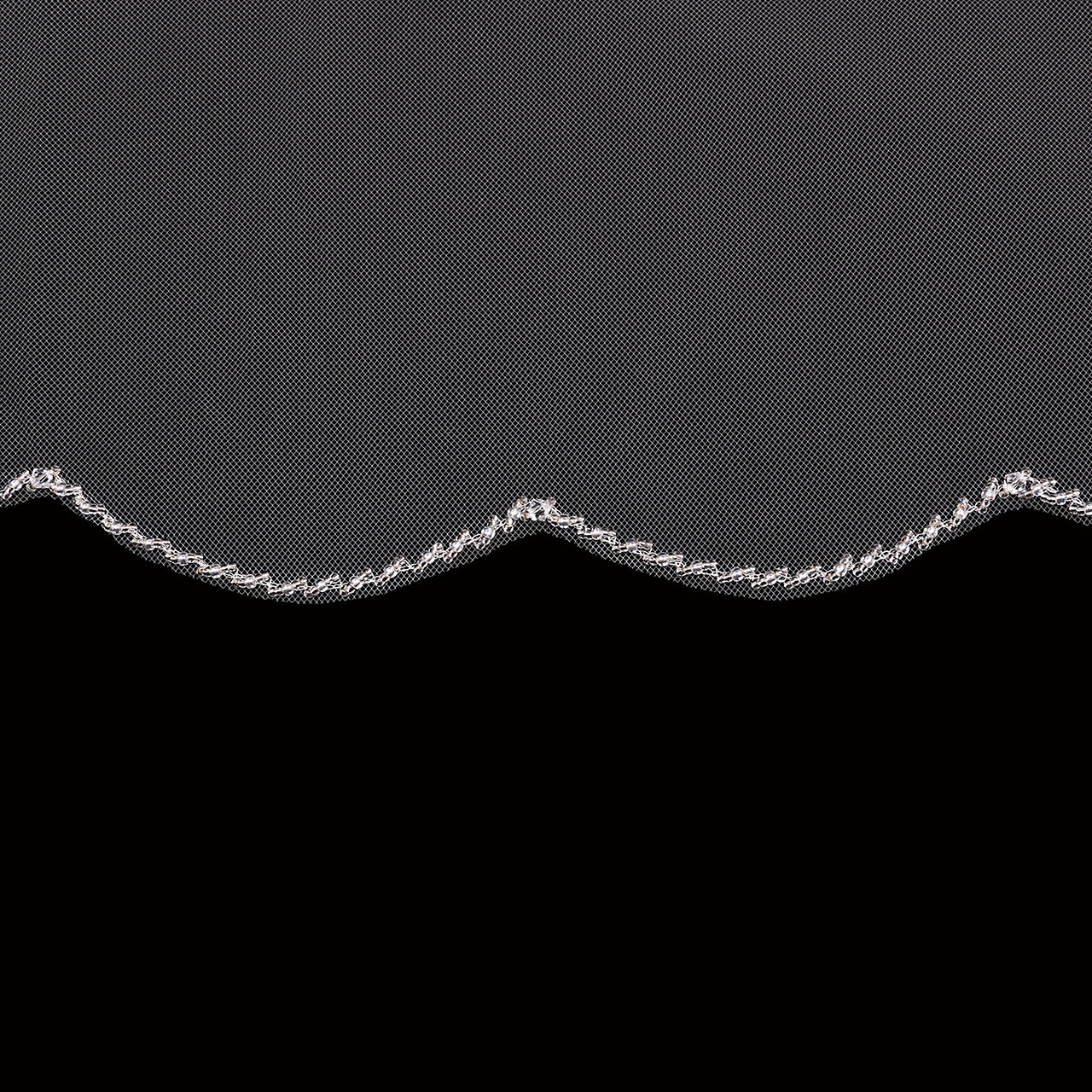  En Vogue Bridal Veil V2191CP - English tulle veil with scalloped beaded edge - 72"L