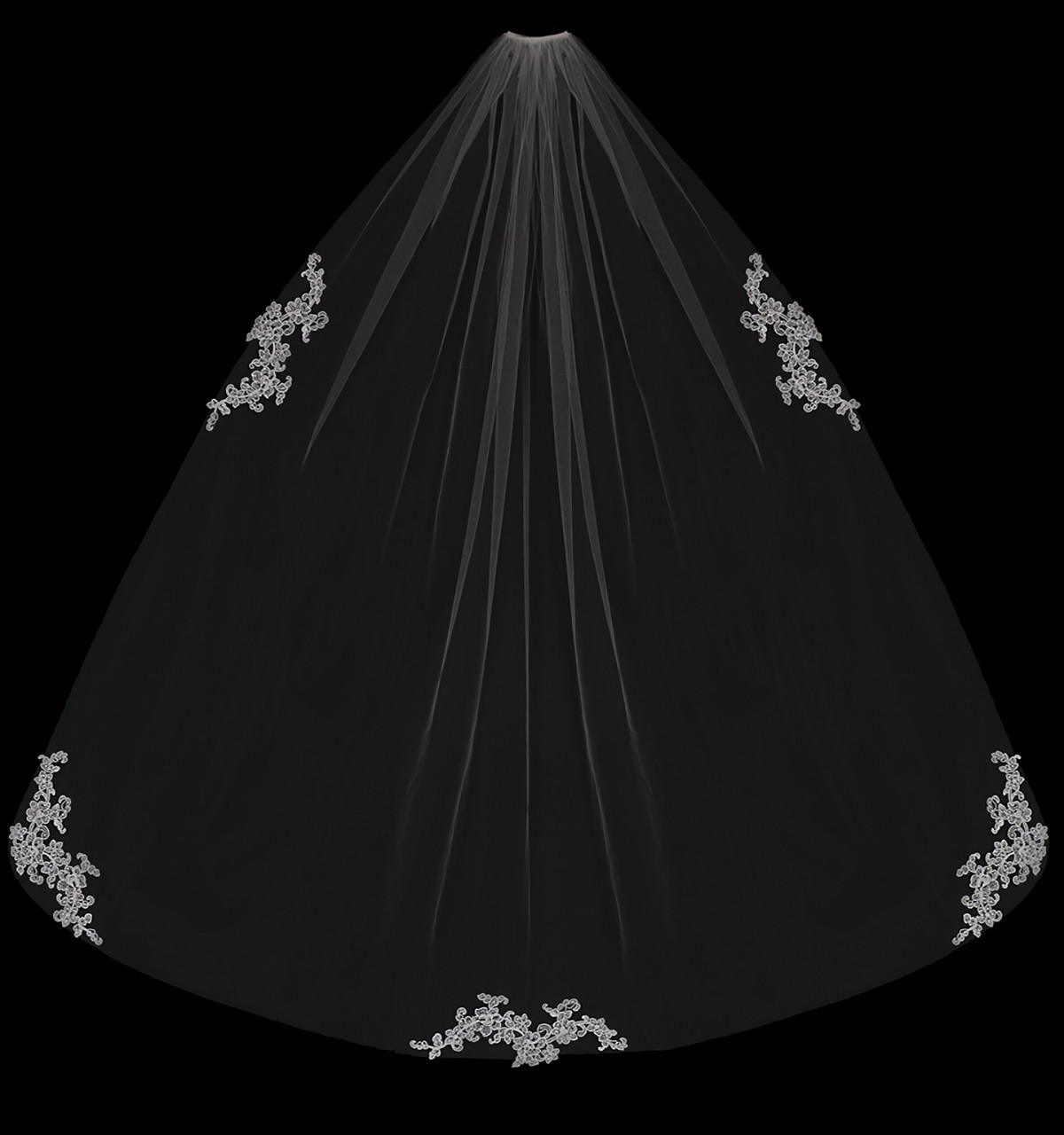 En Vogue Bridal Veil Bridal Veil V2385WZ - English tulle w/Lace appliques  - 60"L - Waltz