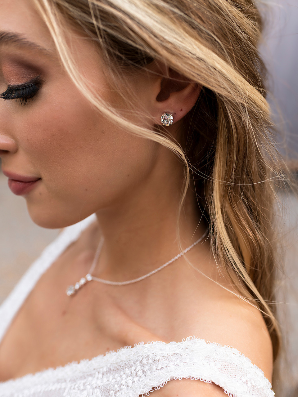 En Vogue Bridal Necklace and Earring Set Style NL2251 - Rhodium Plated Necklace