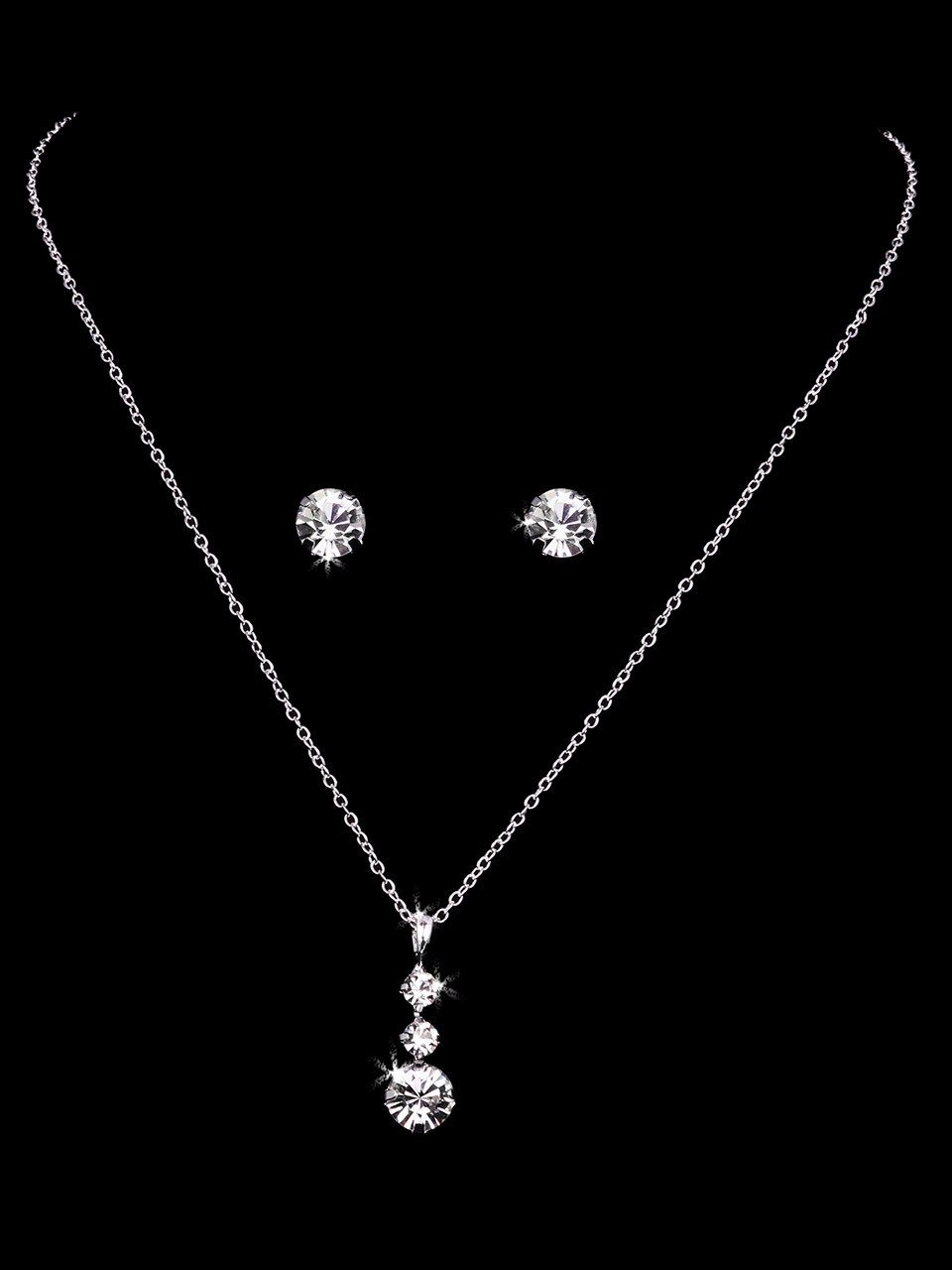 En Vogue Bridal Necklace and Earring Set Style NL2251 - Rhodium Plated Necklace