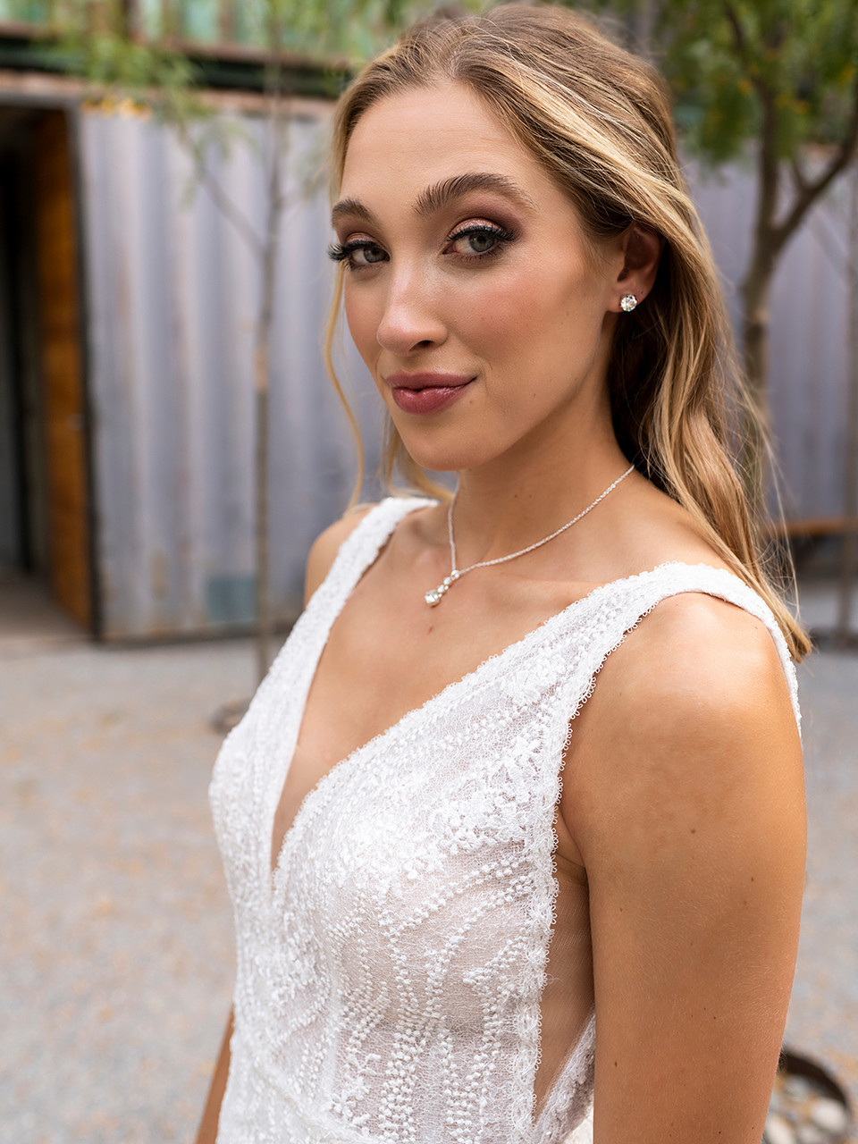 En Vogue Bridal Necklace and Earring Set Style NL2251 - Rhodium Plated Necklace