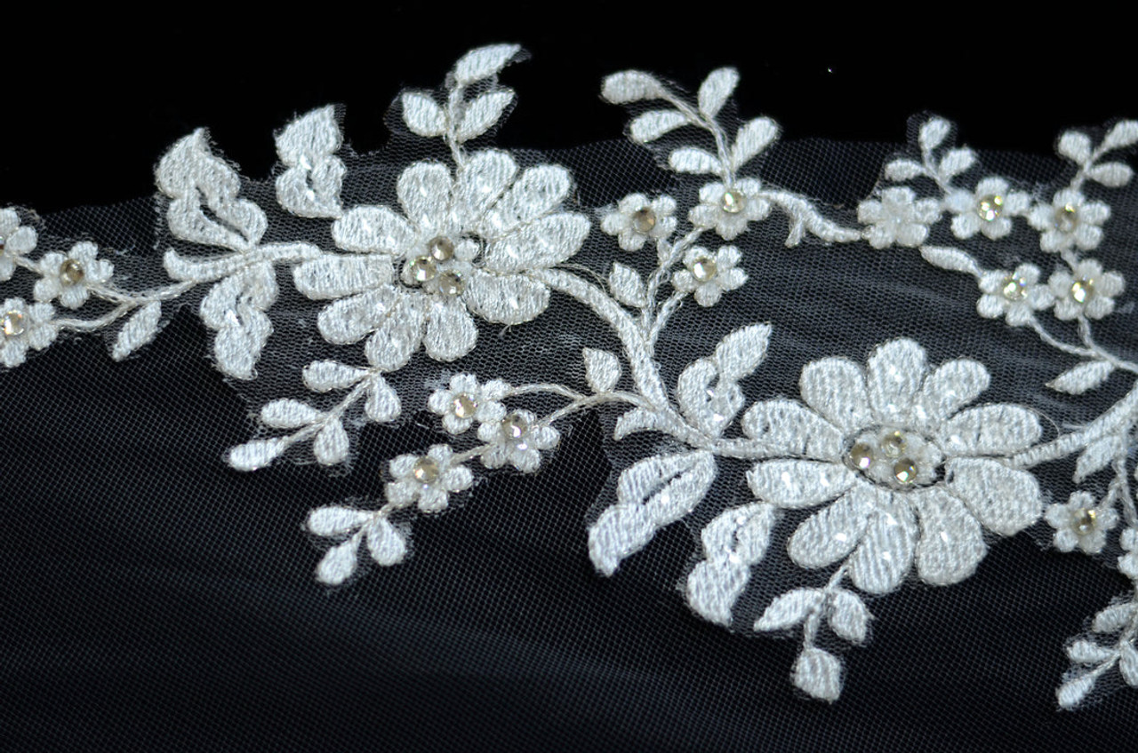 Elena Designs Bridal Veil E1369 Mantilla Lace Appliques - 120L 