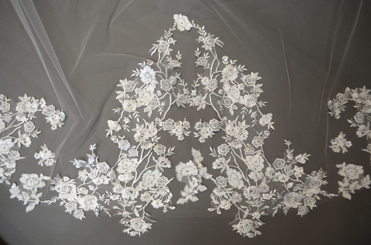 Elena Designs Bridal Veil E1358 Floral Vine  Lace - 120L or 150L
