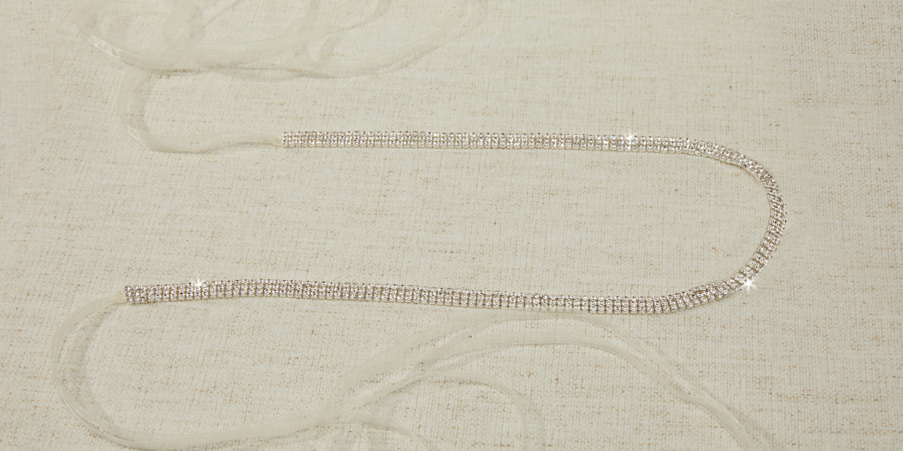 En Vogue Bridal Sash BT2474 -  Triple row clear rhinestones