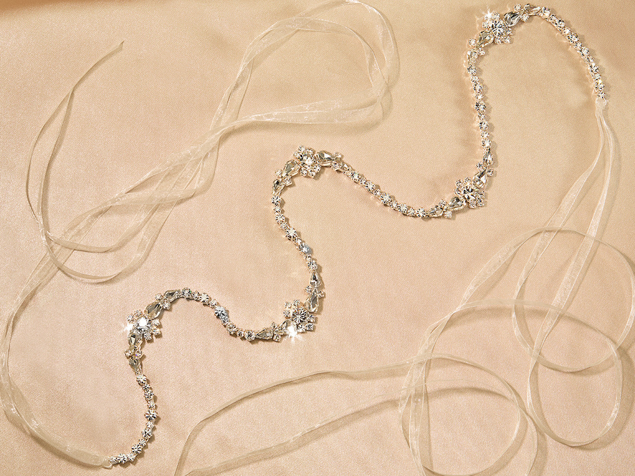  En Vogue Bridal Belt | BT2572 Double strand organza ribbon ties