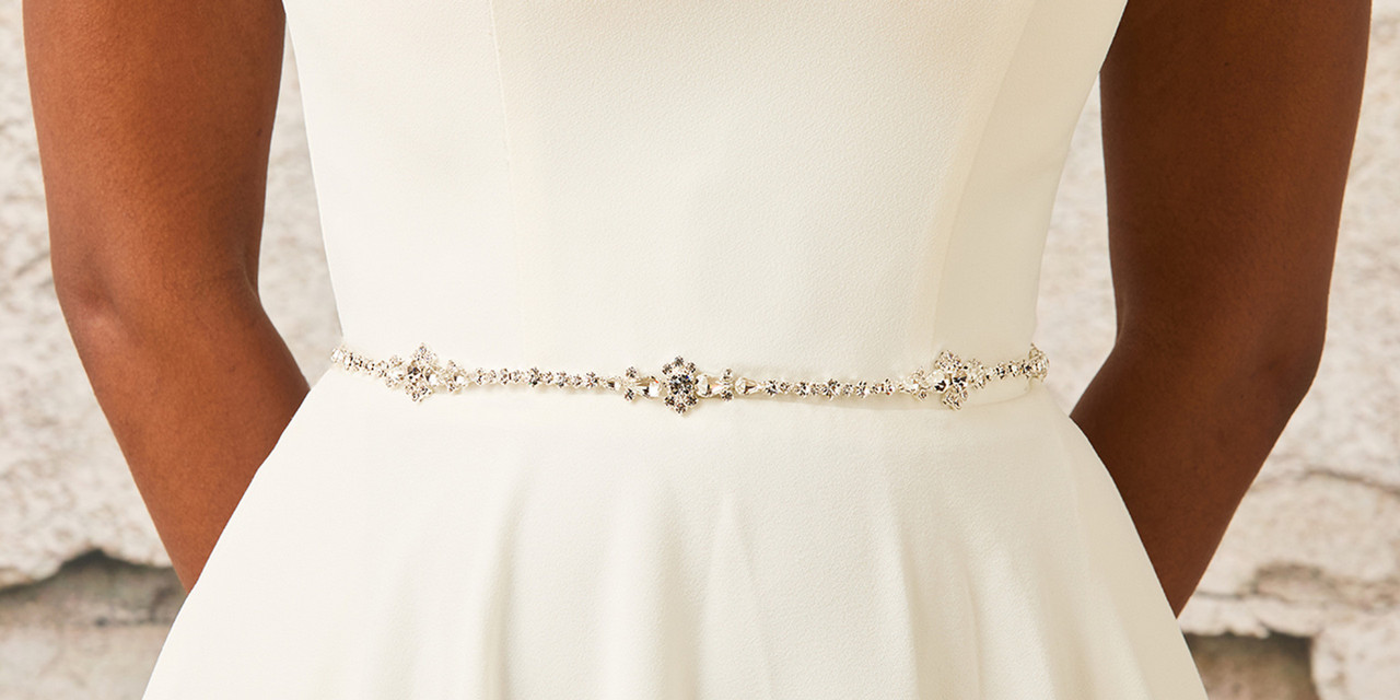  En Vogue Bridal Belt | BT2572 Double strand organza ribbon ties