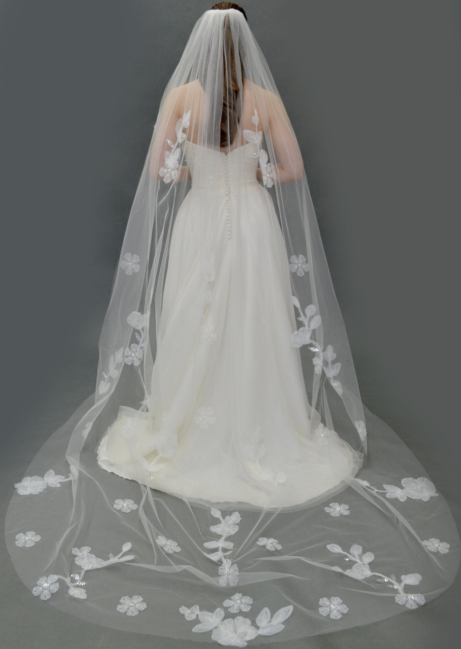Elena Designs E1560 - 3D Floral Royal Cathedral Veil - 150L 