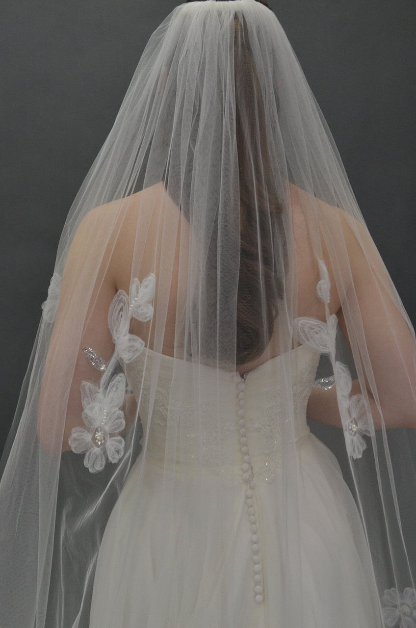 Elena Designs E1560 - 3D Floral Royal Cathedral Veil - 150L 