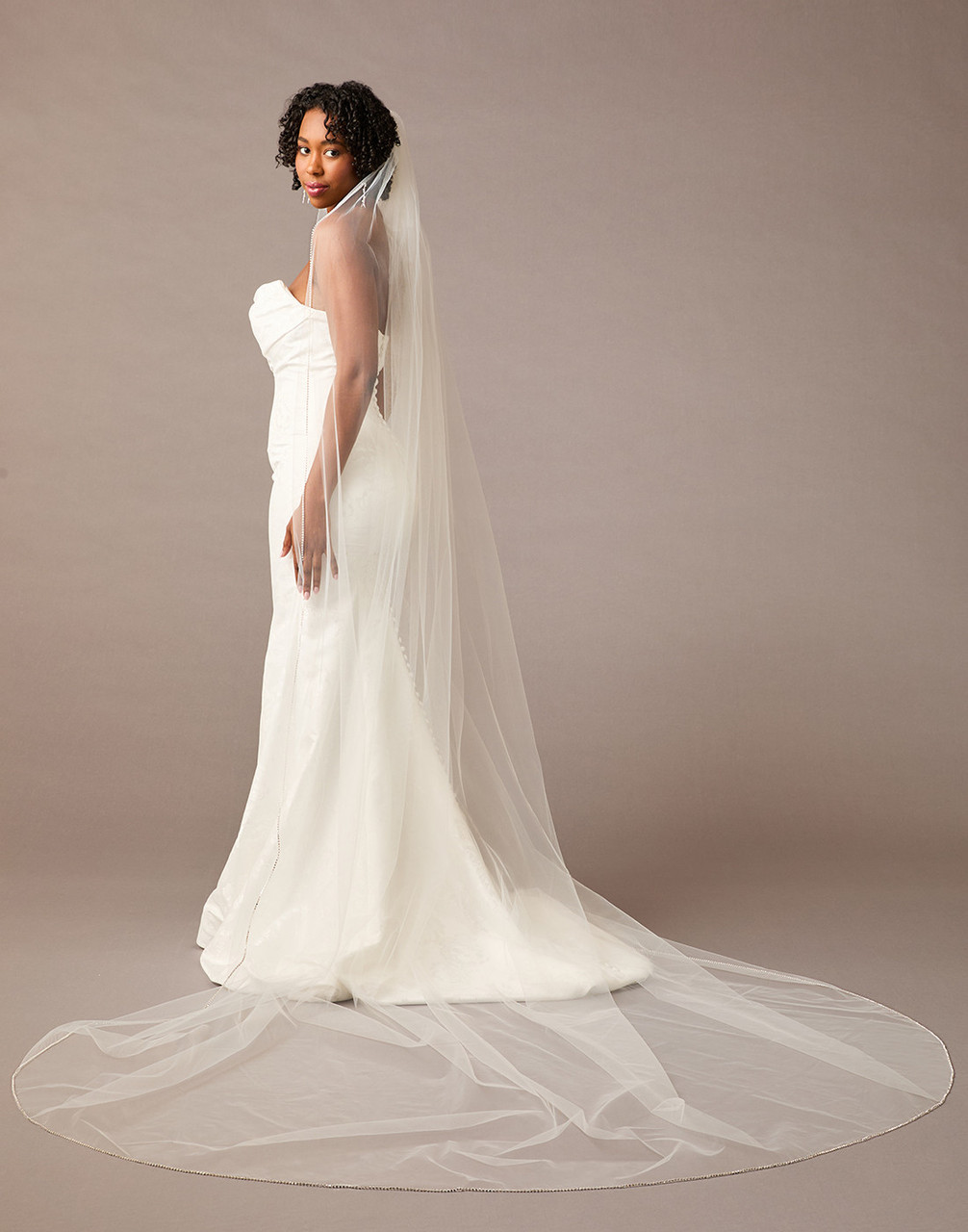  En Vogue Bridal  Wide Royal Cathedral Bridal Veil | V2581WRC - 120"L - Rhinestone Edge