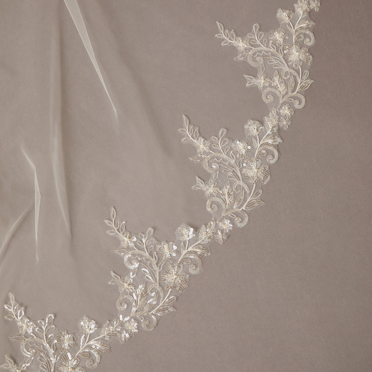 En Vogue Bridal Cathedral Style V2598RC - Clear Sequin, And Beaded Lace