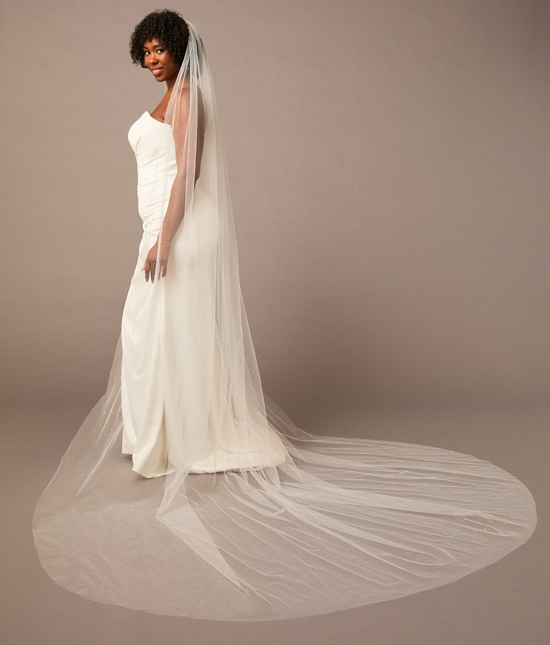 En Vogue Bridal Cathedral Style V2677WRC - Scattered Clear Resin Rain Drops