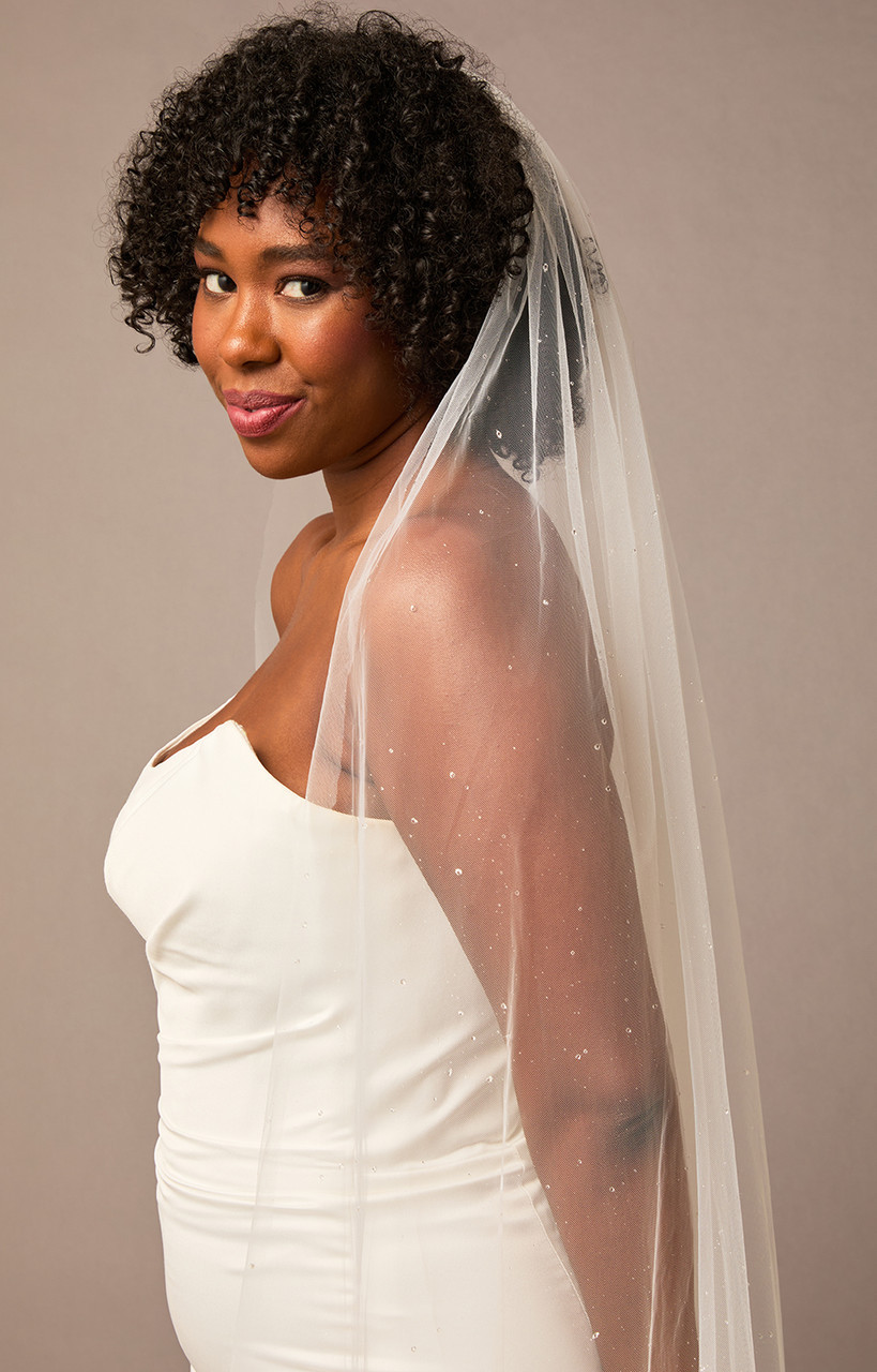 En Vogue Bridal Cathedral Style V2677WRC - Scattered Clear Resin Rain Drops