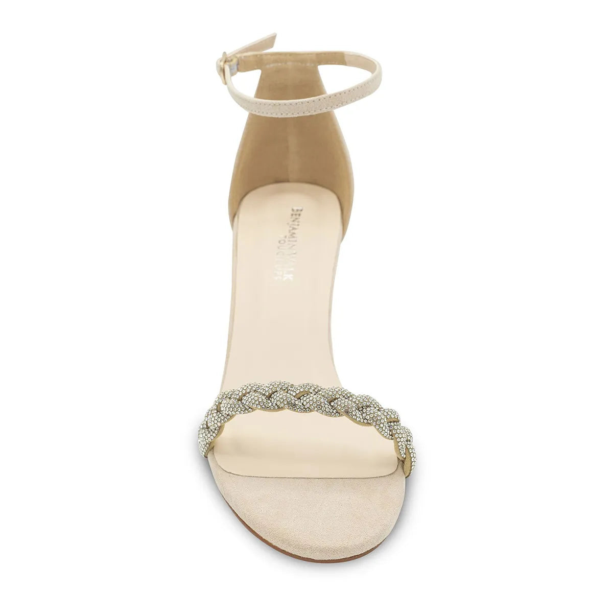 Whitney Beige Imitation Suede Block Heel Sandals With Braided Strap