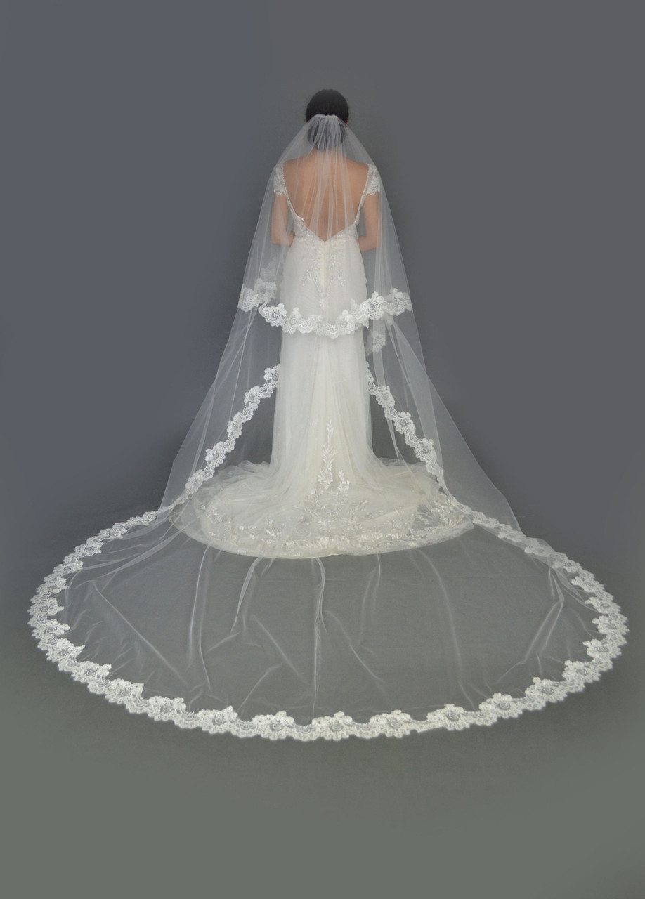Elena Designs E1468 Cathedral Veil - Mantilla - Two Tier Veil 