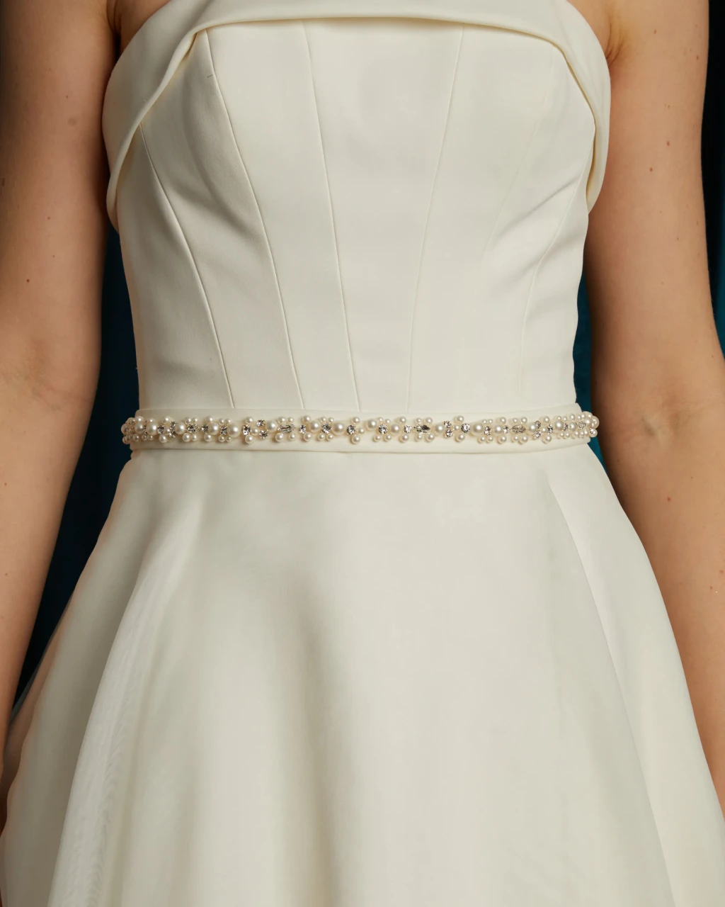 Marionat Bridal Belt 1130 - Matte pearl and rhinestone belt