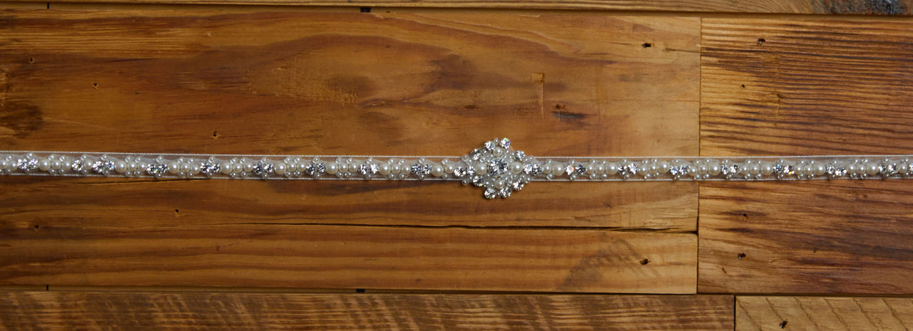 Marionat Bridal Belt 1137 - Rhinestone and pearl belt - Ivory 