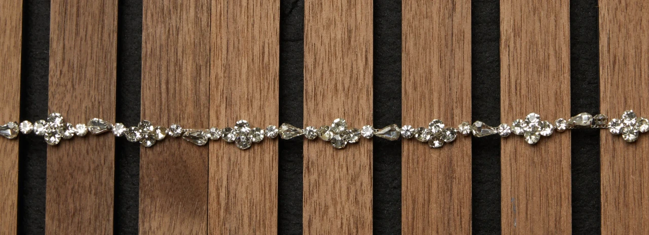 Marionat Bridal Belt 1126 - Rhinestone belt with satin ribbon ties - Ivory
