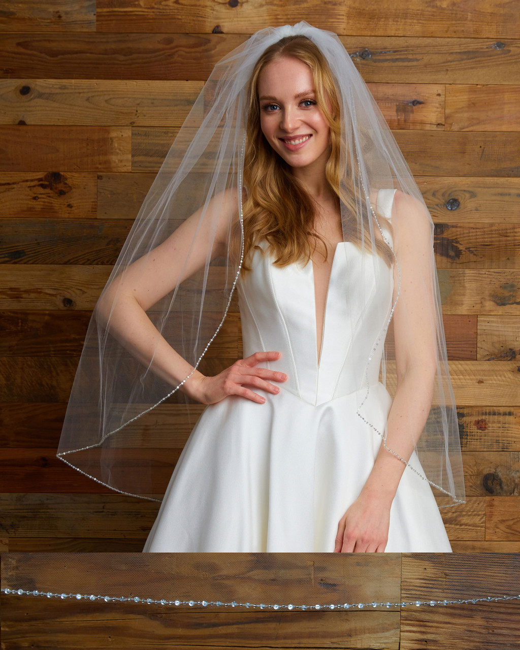  Marionat Bridal Veils 6251 - Beaded sequin edge