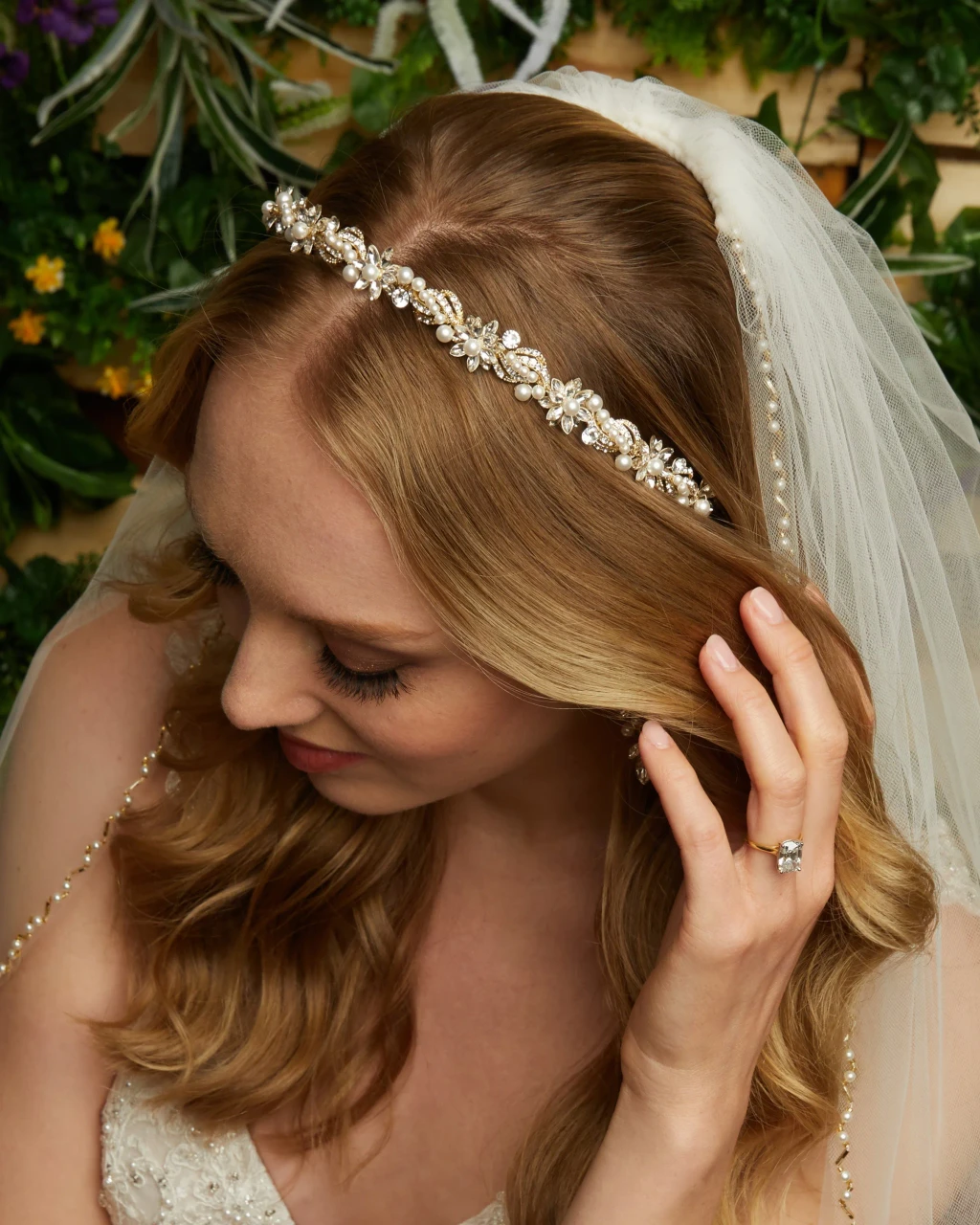 Marionat Bridal 9337 Rhinestone and matte pearl band