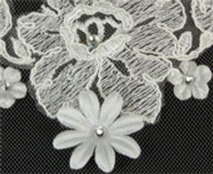  LC Bridal V2328-350 Lace and 3-D silk flowers accented with Swarovski rhinestones; 36" 