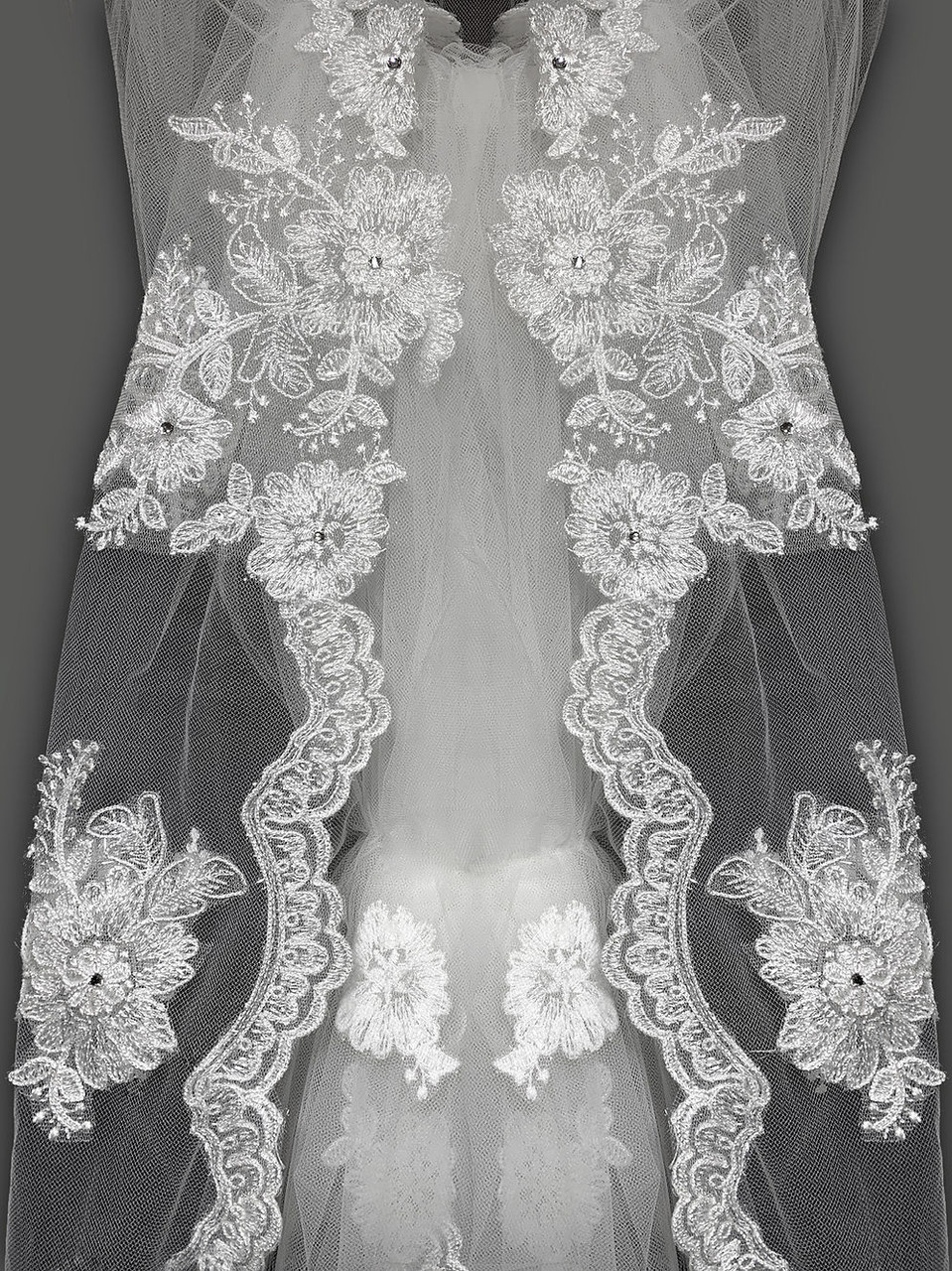 Lucky Collections ™ V 56-1969-2 Cathedral Fairy dust glimmer lace - Ivory - 108L