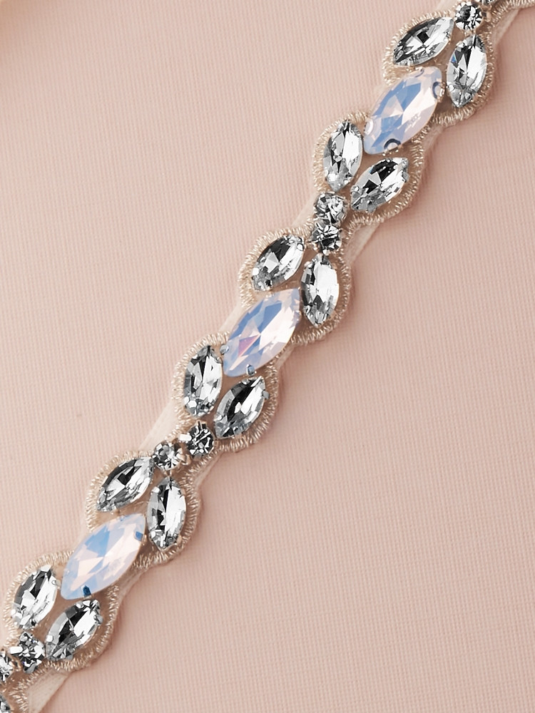 Extra Long 24" Opal & Clear Crystal Marquis Narrow Bridal Belt
4659BT-I-OP-S
