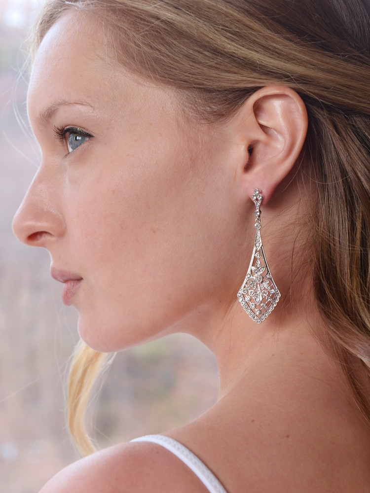 Vintage Bridal Earrings in Cubic Zirconia
1072E-S