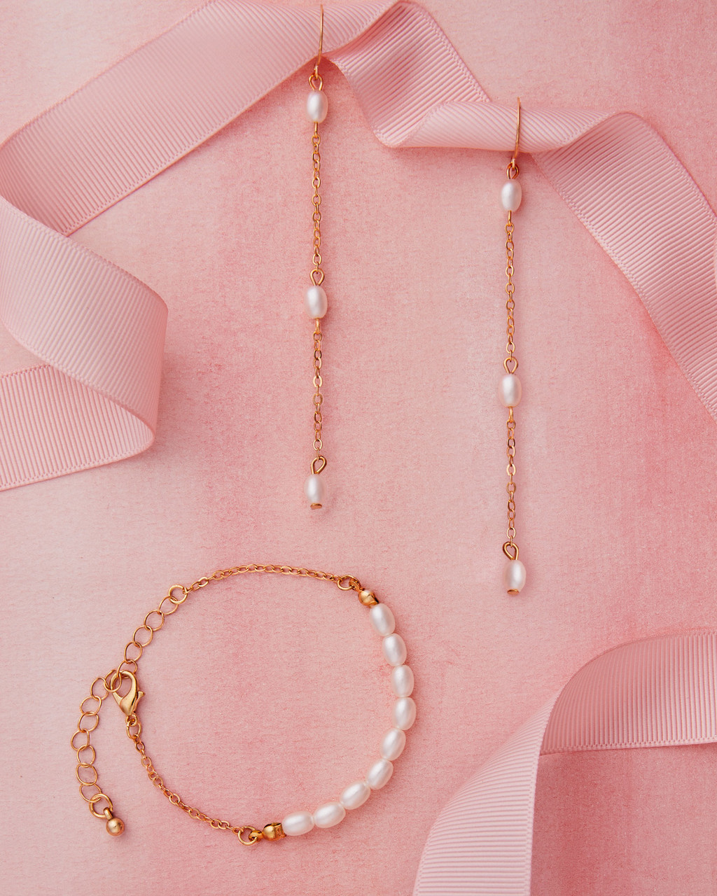 Marionat Bridal 12684 Gold pearl bracelet with earrings