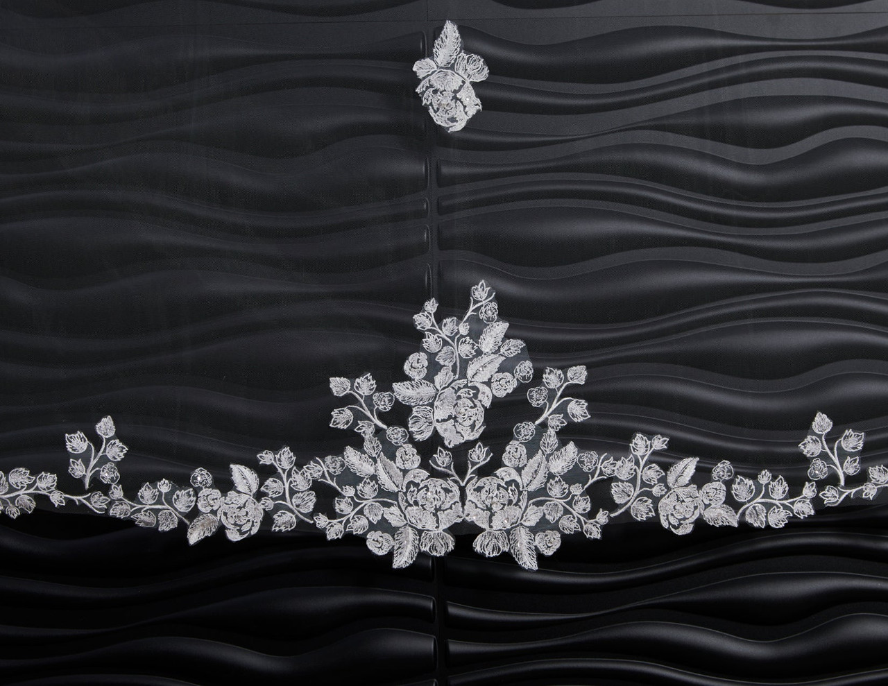  Marionat Bridal Veils Marionat Bridal Veils 3917 - Cut out floral and leaf lace with sequins and pearls with center lace appliques - 130L