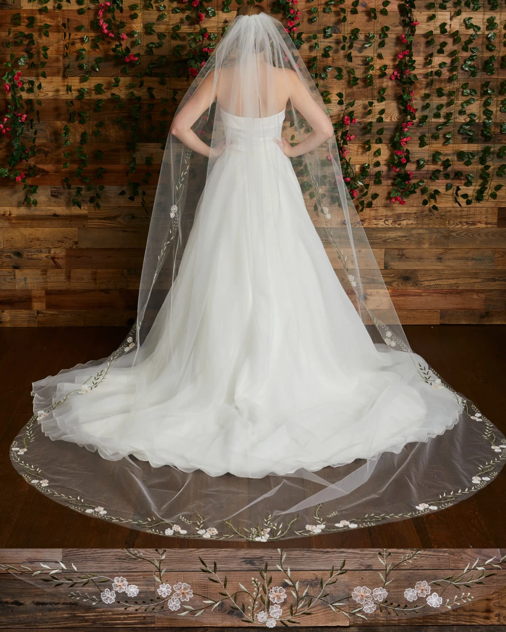 Marionat 3985 Embroidered Floral Veil – 120"