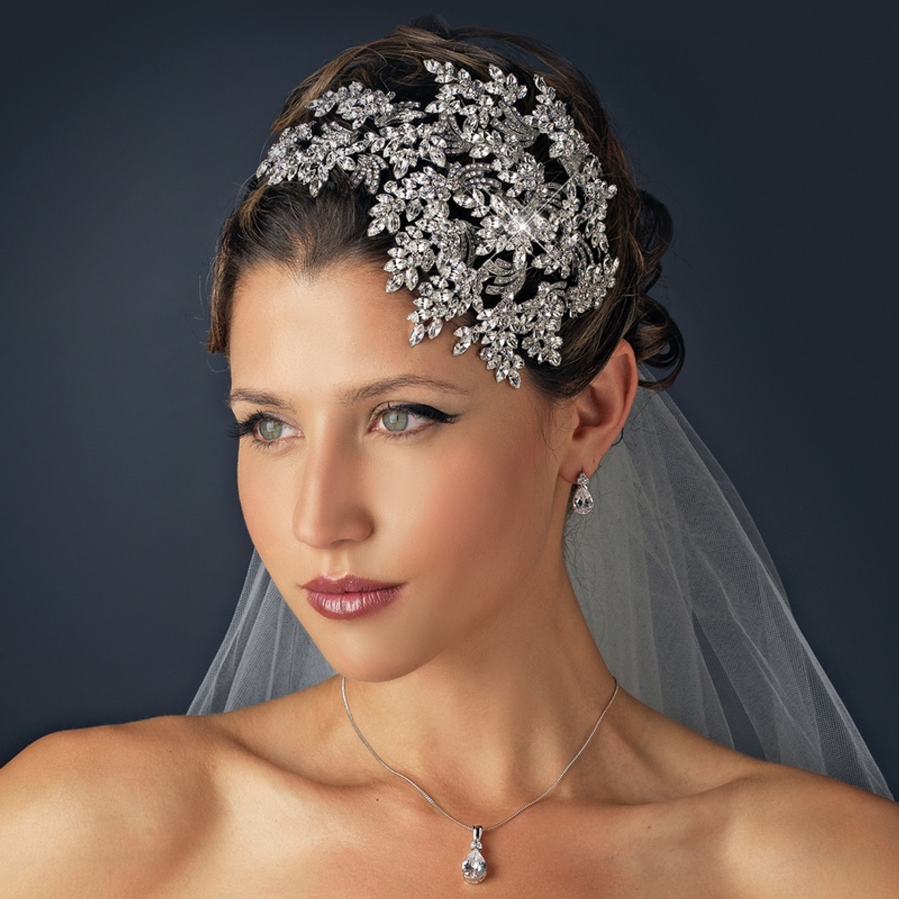 Vintage Couture Side-Accented Crystal Bridal Headband Headpiece