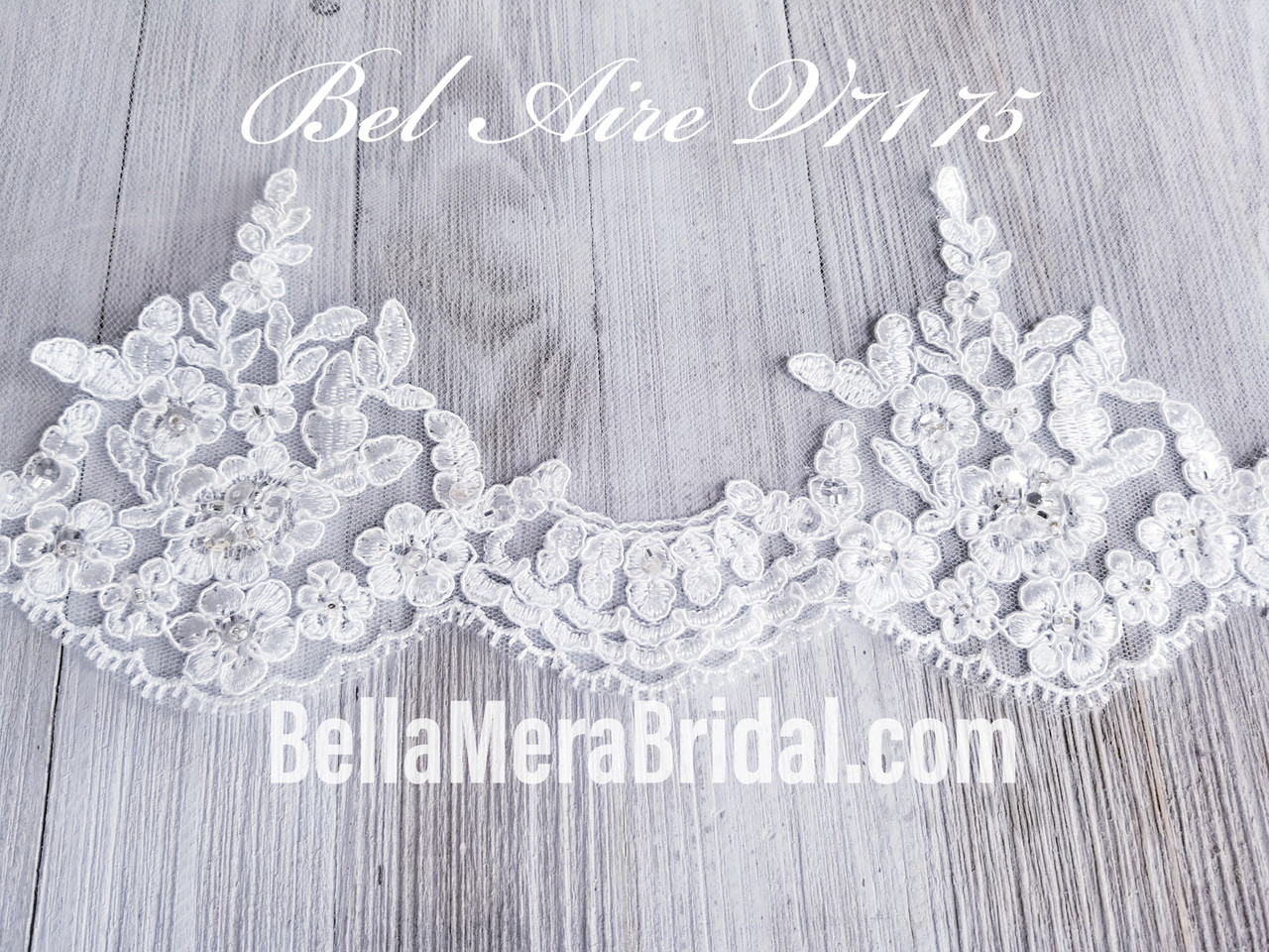 Bel Aire Bridal Wedding Veil V7175 - Waltz Length Mantilla - Alencon Lace
