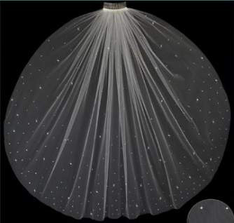 LC Bridal Style V2221-440 - One Tier Stardust Veil w/ Swarovski Rhinestones & Plain Edge