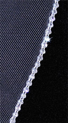 LC Bridal Style V2708-650 - One Tier Fingertip Angel Cut w/ Rhinestone Edge Veil