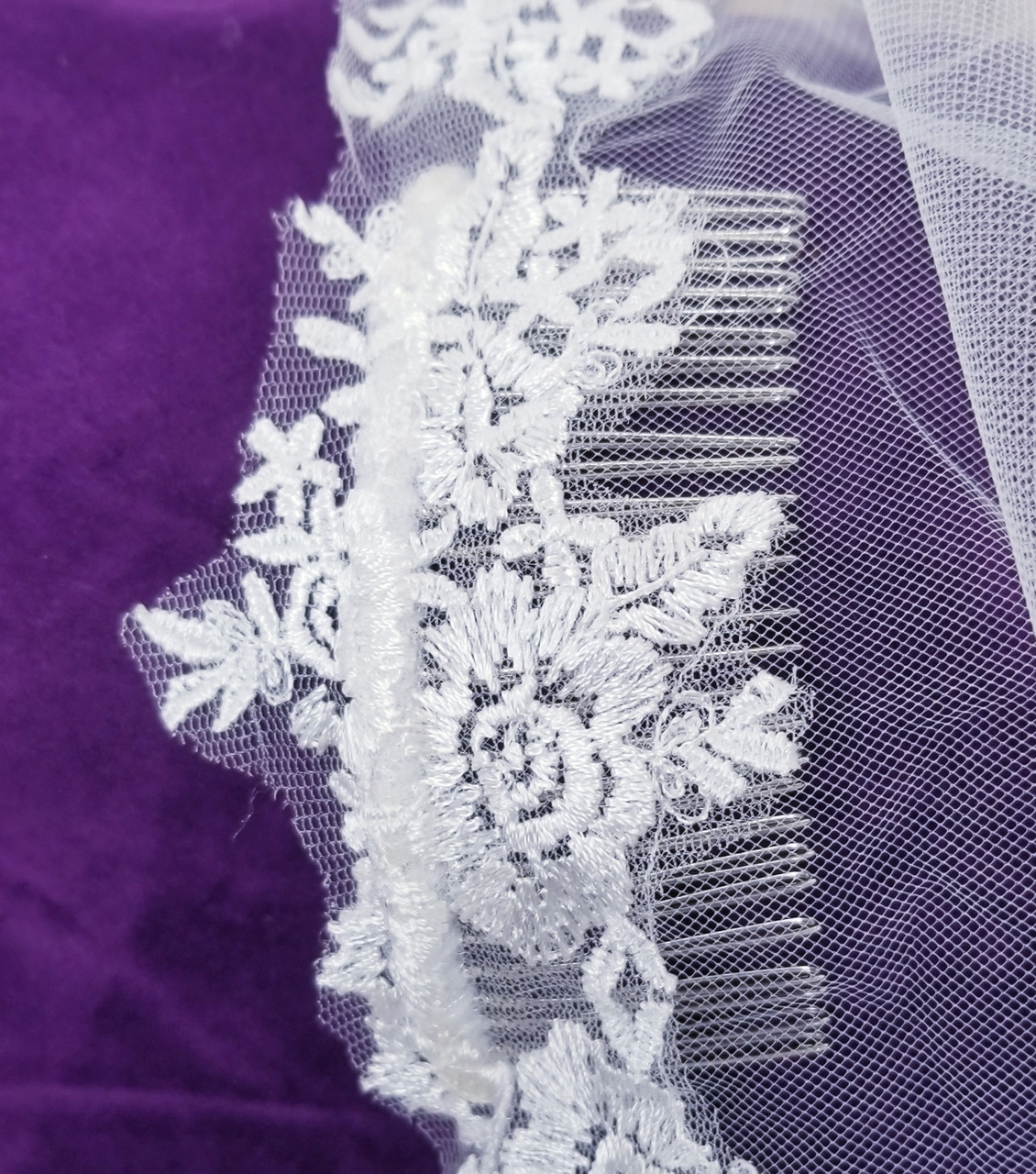 LC Bridal Style V2260-360 - One Tier Cathedral w/ Mantilla Lace Edge Veil