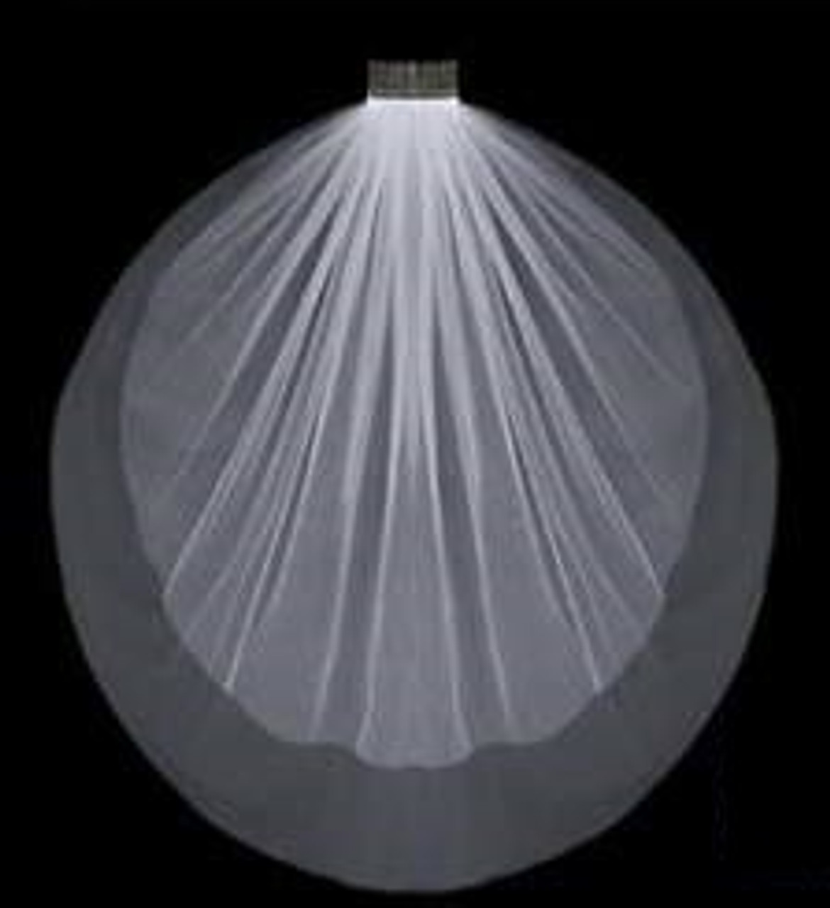 LC Bridal Style V681-100 - One Tier Fingertip Cut (Plain) Edge Veil - 36" Long