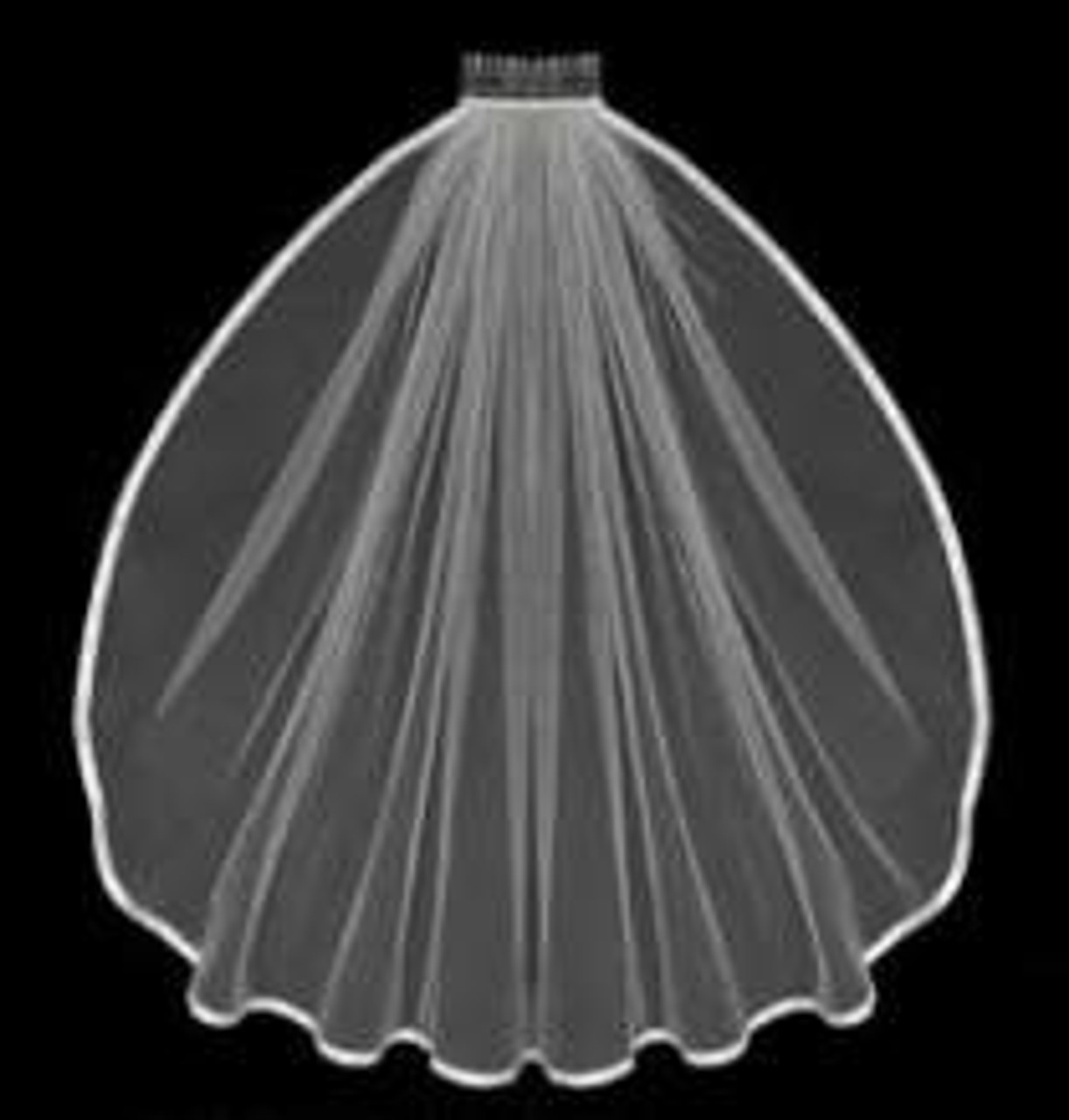 LC Bridal Style V674-150 - One Tier Waist Length 3/8" Satin Ribbon Edge Veil - 30" Long