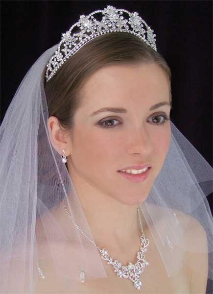 ✧tiara✧ ★2本 Unique LC Bridal Tiara Style 523 - Crystals & Rhinestone Flowers