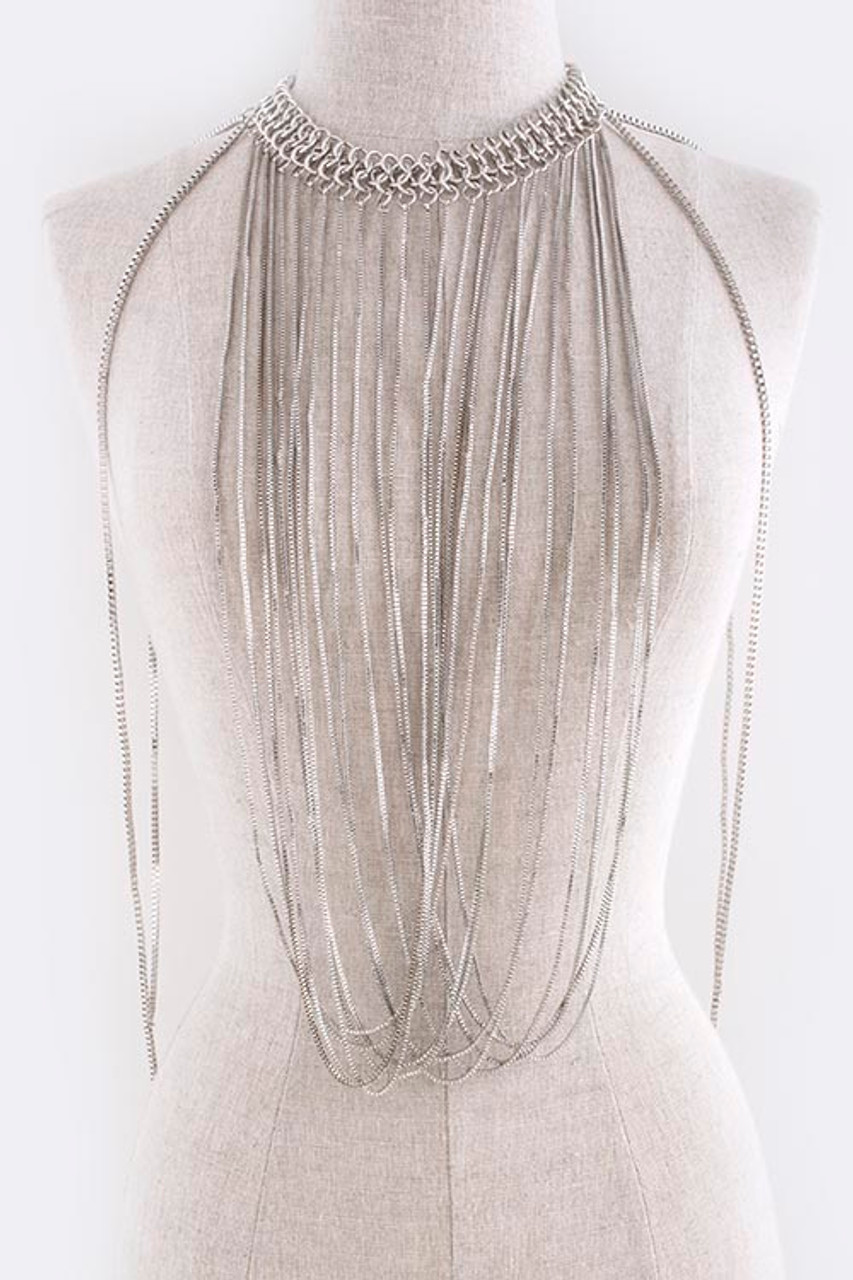 Silver Fringe Rope Body Chain Jacket