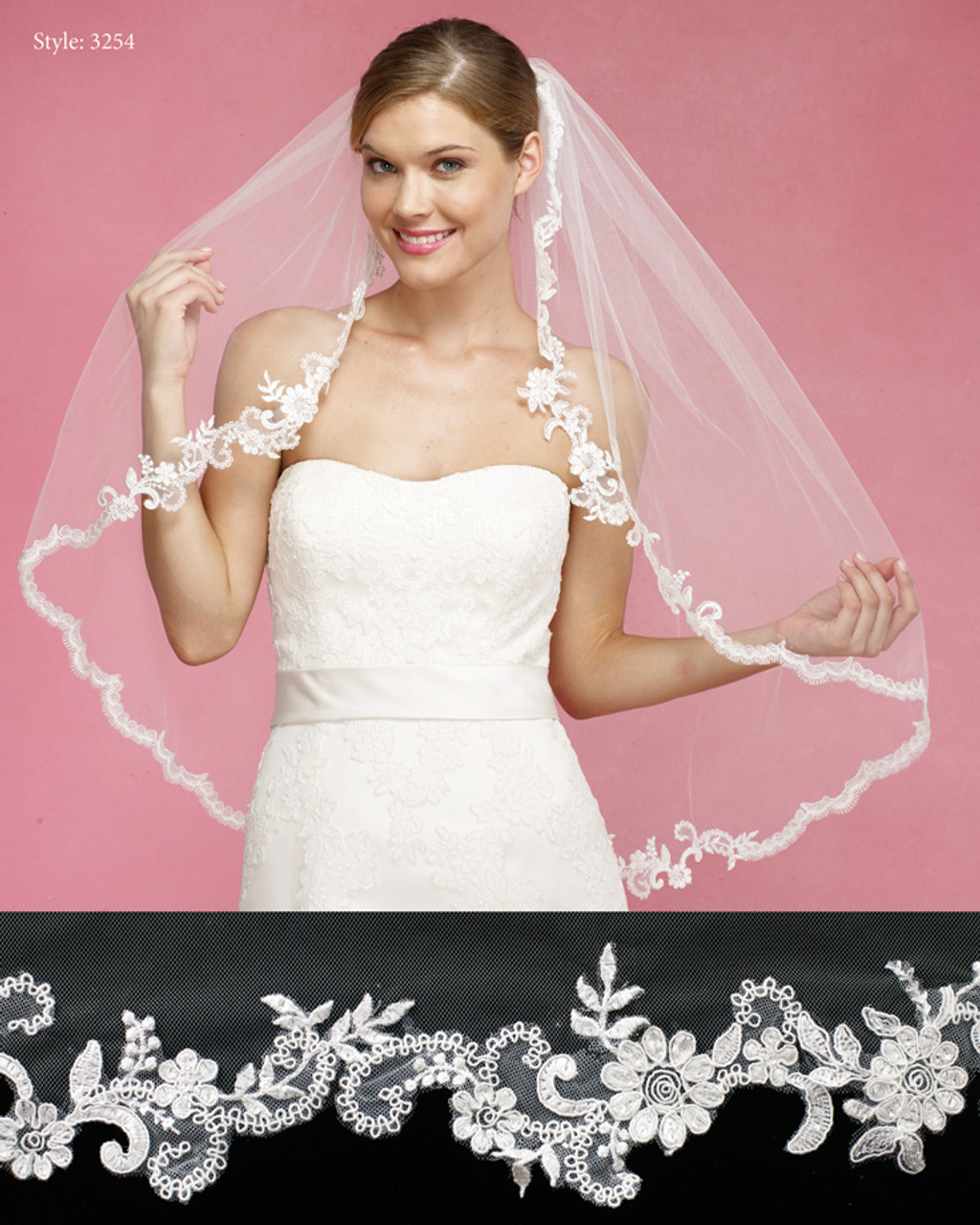 Marionat Bridal Veils 3254- The Bridal Veil Company - Lace Edge Veil