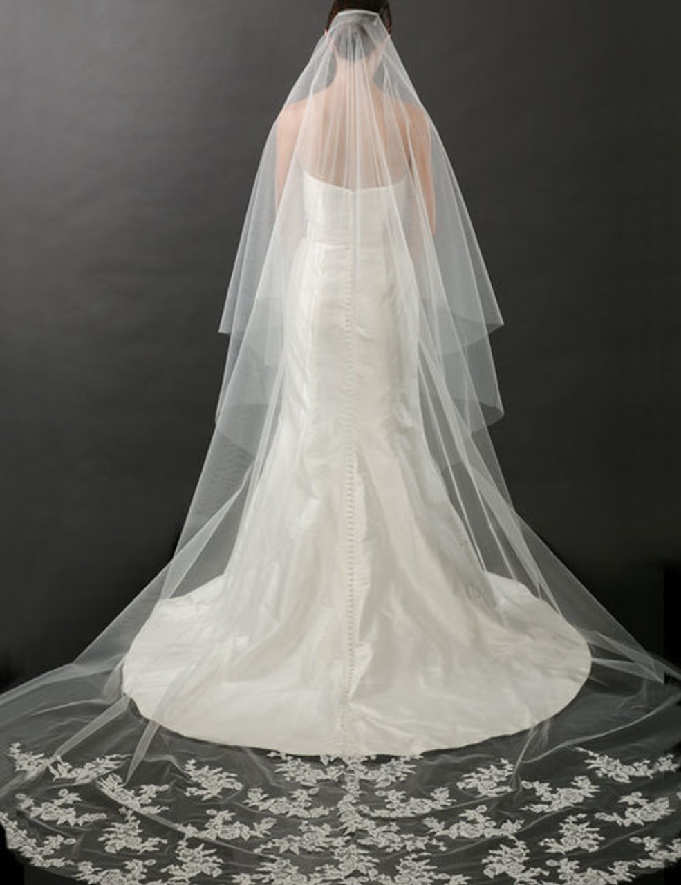 Two tier floral lace wedding veil