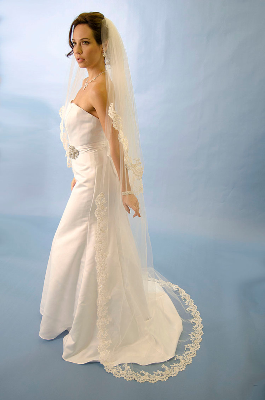 Ansonia Bridal Veil Style 200L - Cathedral Length - 108" Long