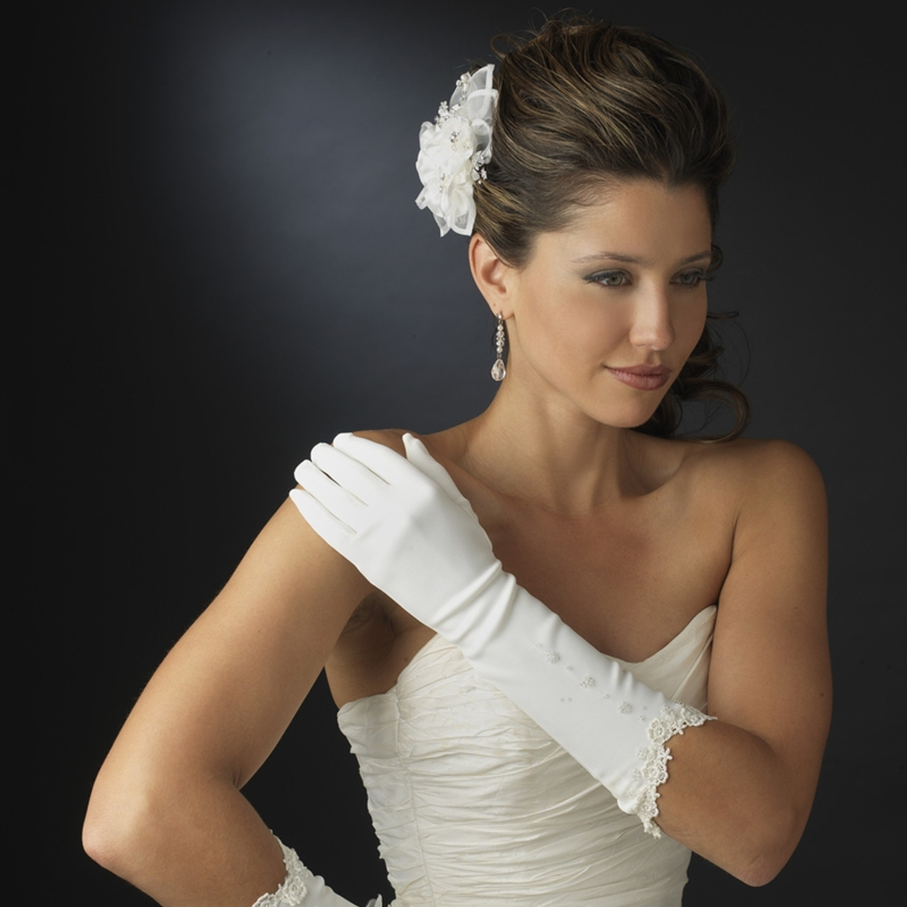 Victorian Lace Trimmed Bridal Gloves GL-9052-8E